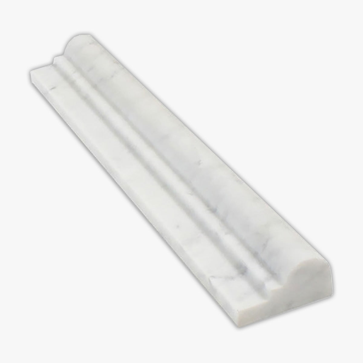 Diflart Carrara White Marble Trim - 8 Pcs 2x12 Inch Honed Chair Rail Molding For Bathroom & Kitchen