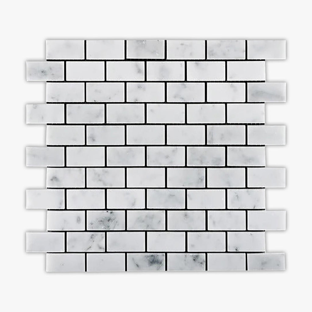 Carrara White Honed 1x2 Brick Marble Mosaic