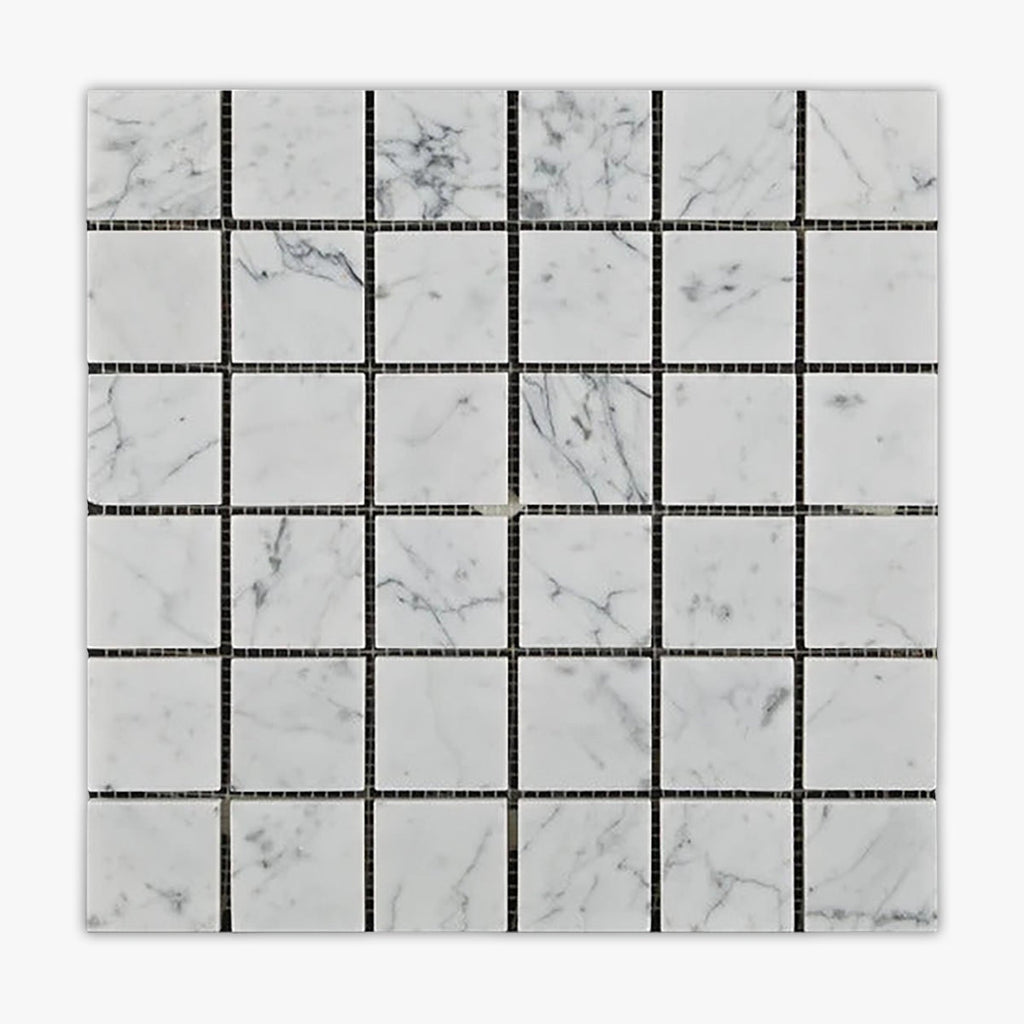 Carrara White Honed 2x2 Square Marble Mosaic