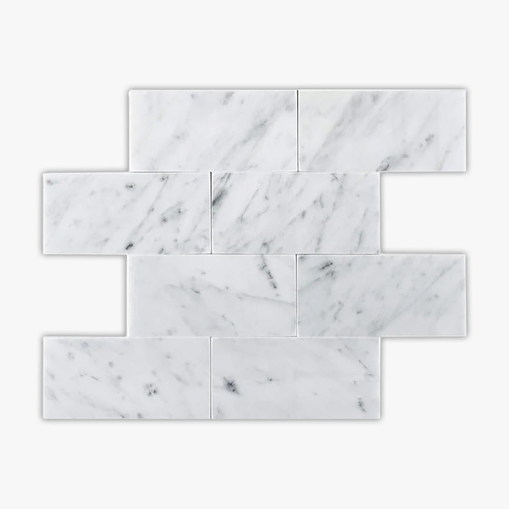 Carrara White Honed 3x6 Marble Tile