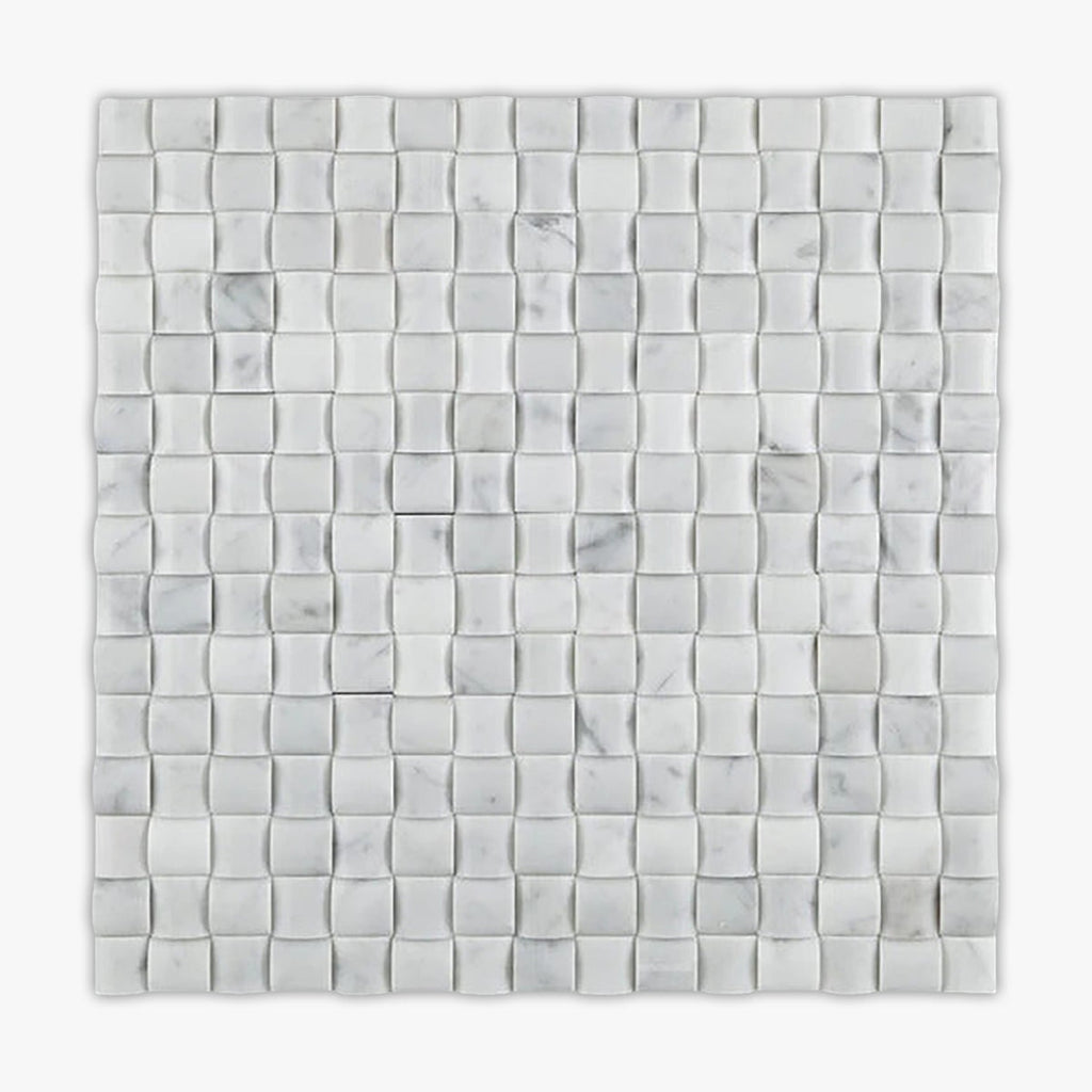 Carrara White Honed 3D Small Bread Marble Mosaic