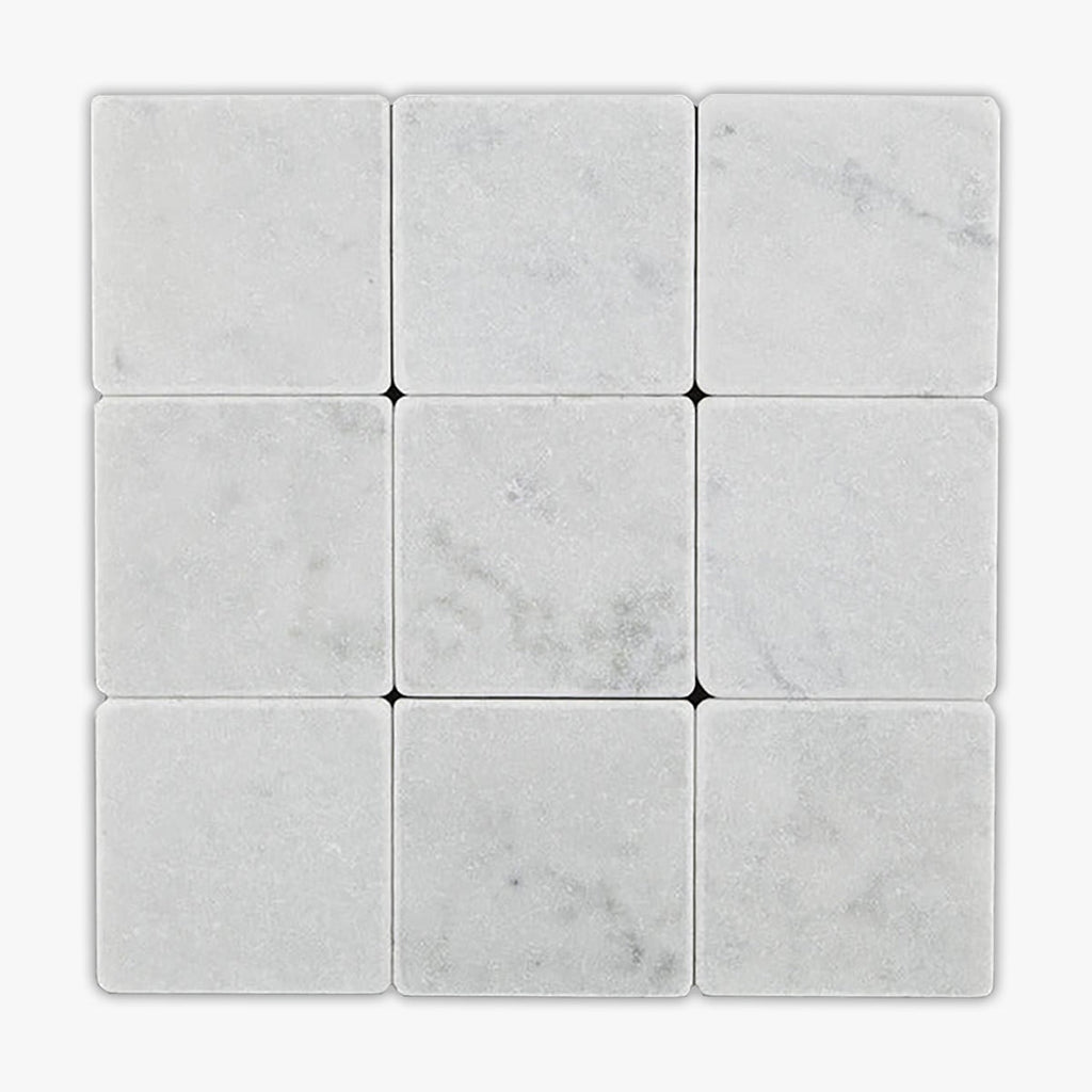 Carrara White Tumbled 4x4 Marble Tile