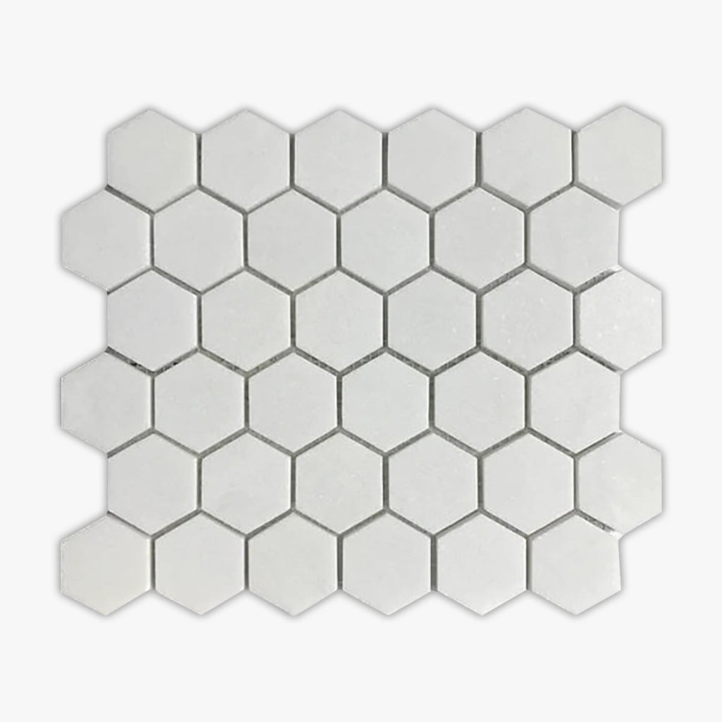 Thassos White Cla Polished 2 Inch Hexagon Marble Mosaic