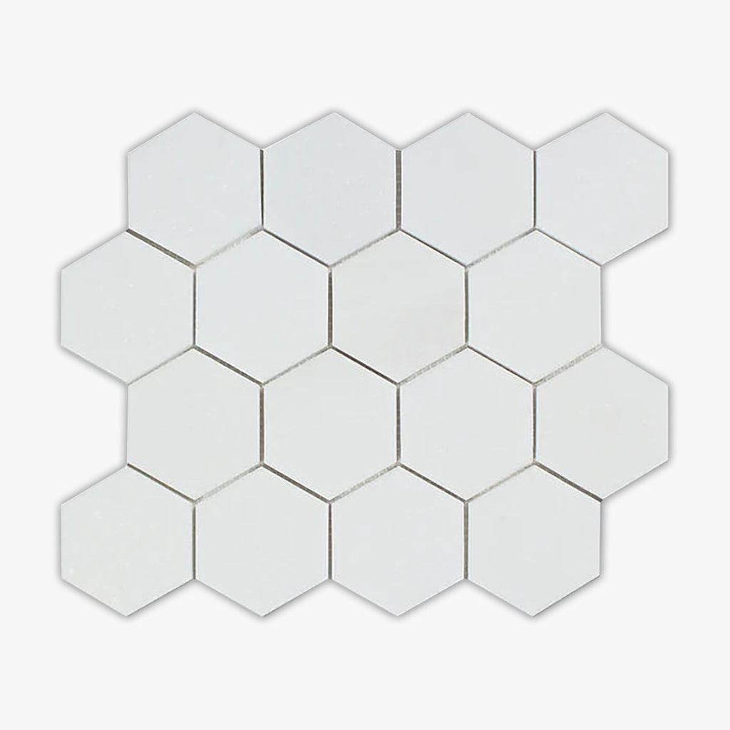 Thassos White Cla Polished 3 Inch Hexagon Marble Mosaic