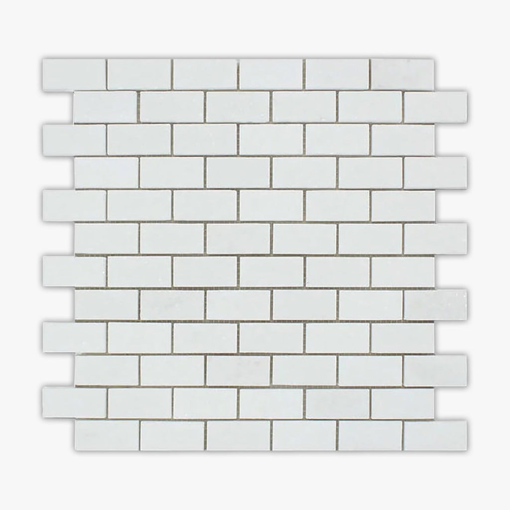 Thassos White Cla Polished 1x2 Brick Marble Mosaic