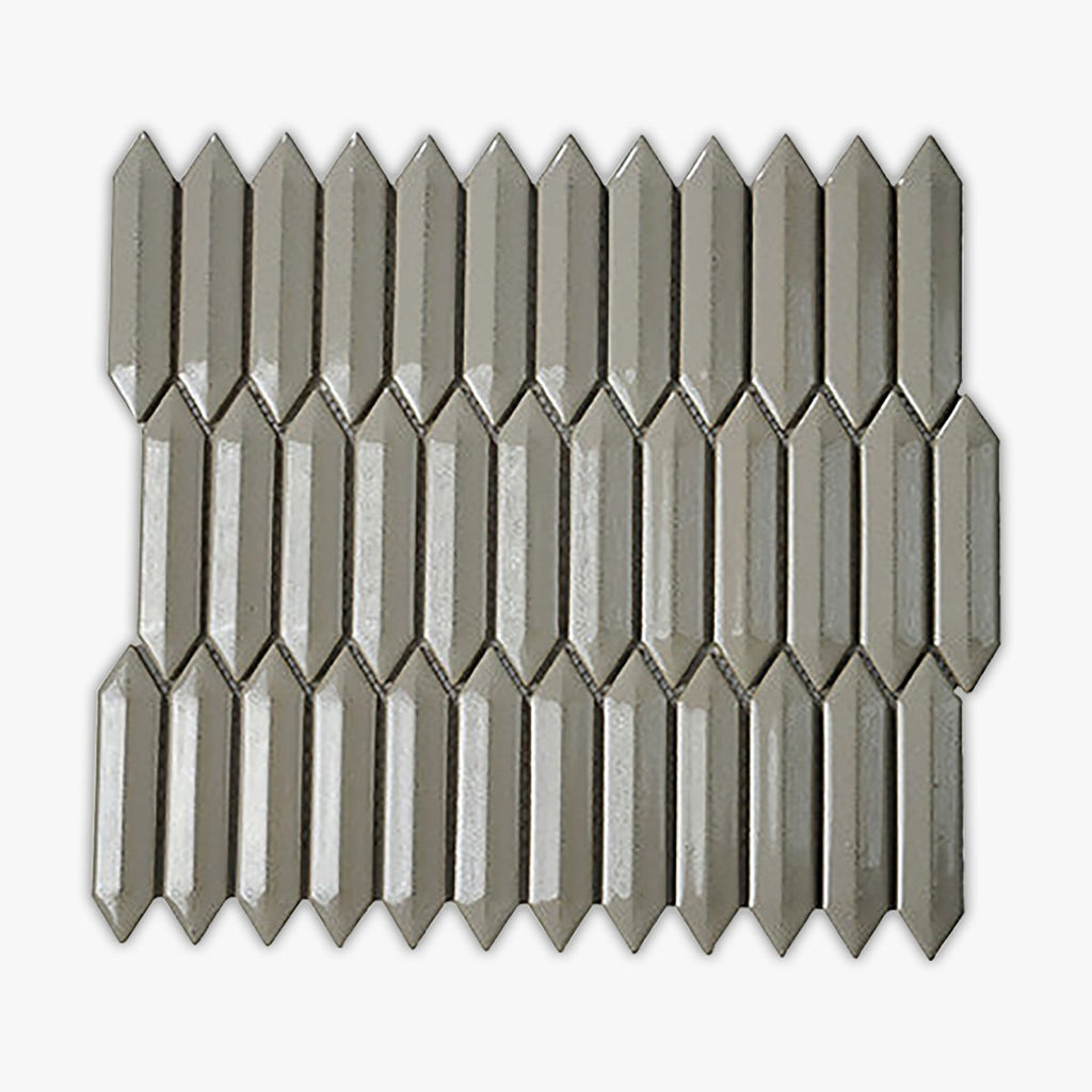 Tender Gray Glossy 1x4 Picket Porcelain Mosaic