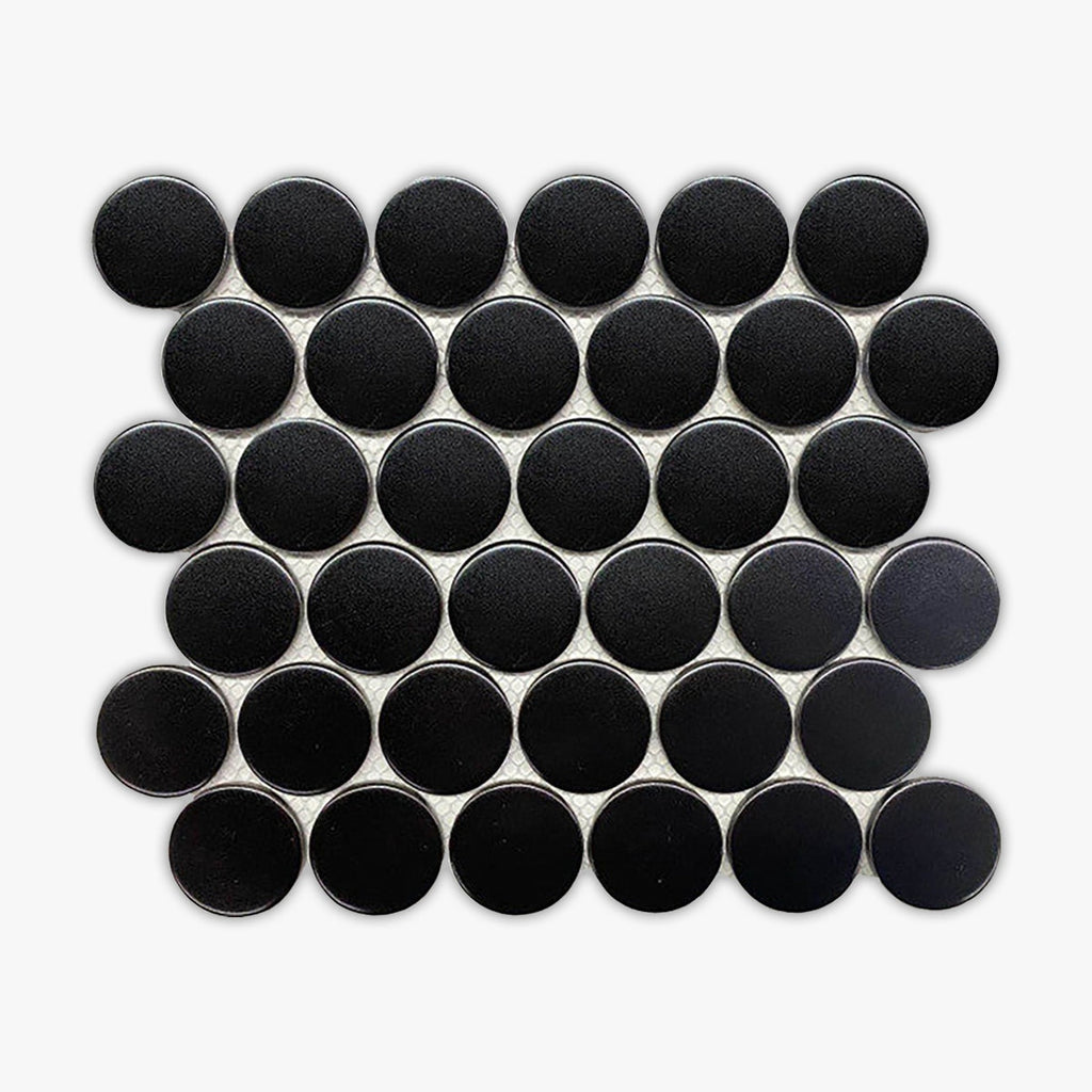 Black Matte 2 Inch Dots Porcelain Mosaic