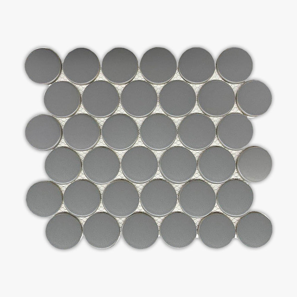 Gray Matte 2 Inch Dots Porcelain Mosaic