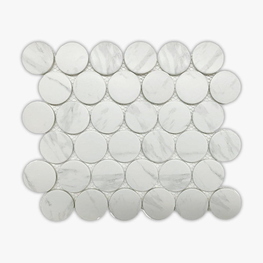 Carrara White Matte 2 Inch Dots Porcelain Mosaic