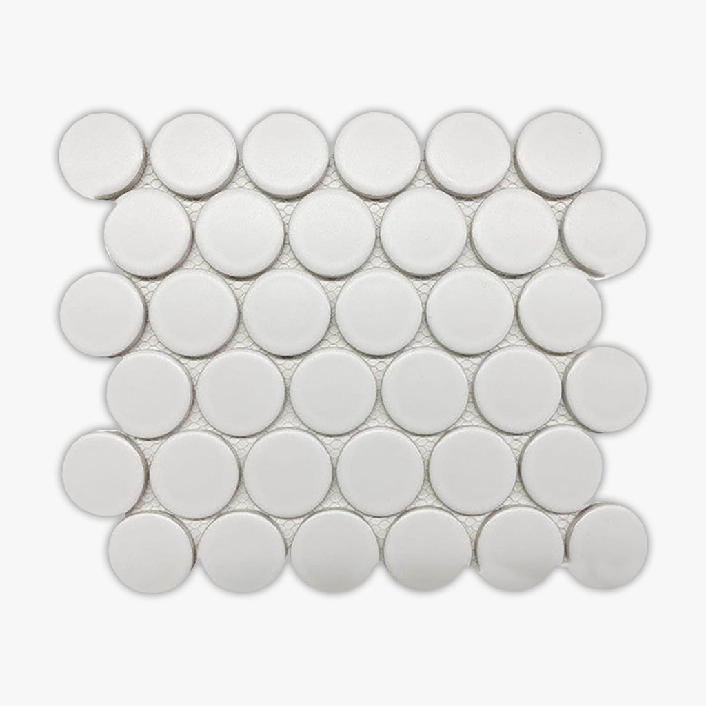 White Matte 2 Inch Dots Porcelain Mosaic