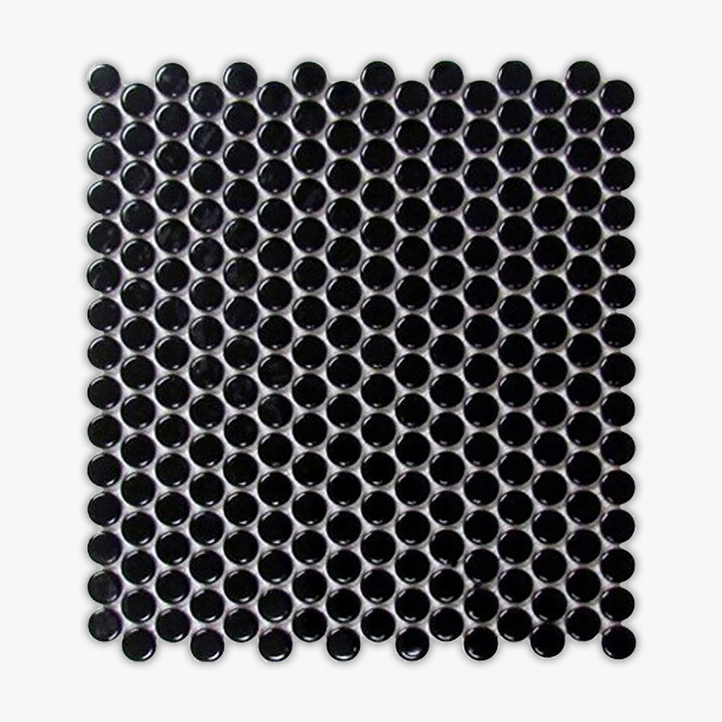 Black Matte Penny Round Porcelain Mosaic