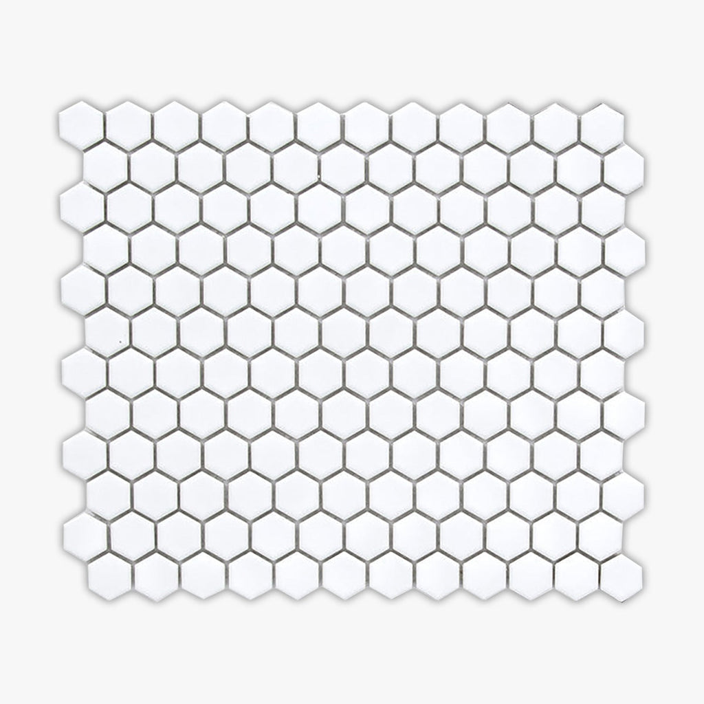 Snow White Matte 1 Inch Hexagon Porcelain Mosaic