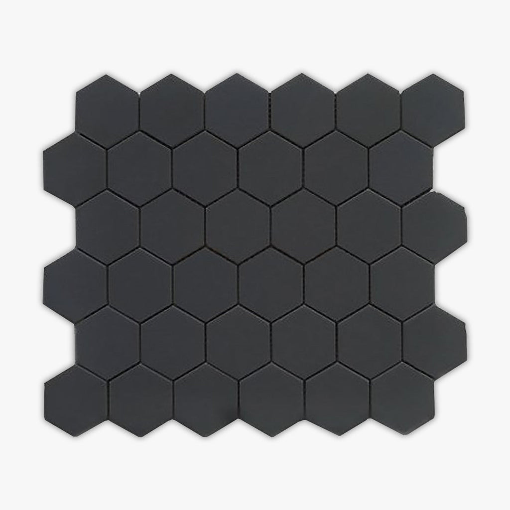 Black CC Matte 2 Inch Hexagon Porcelain Mosaic