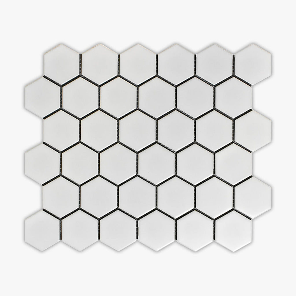 White CC Matte 2 Inch Hexagon Porcelain Mosaic