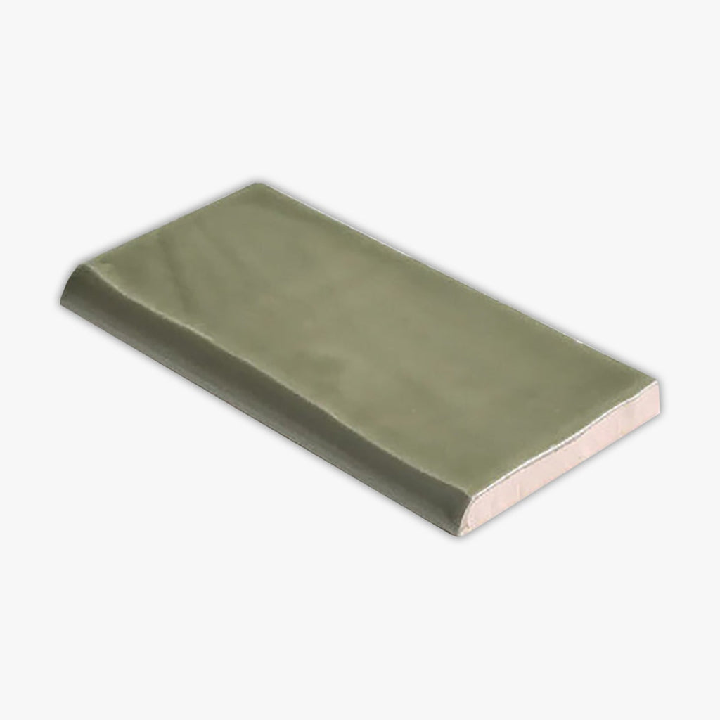 Olive Green Glossy 2 1/2x5 Bullnose Ceramic Molding