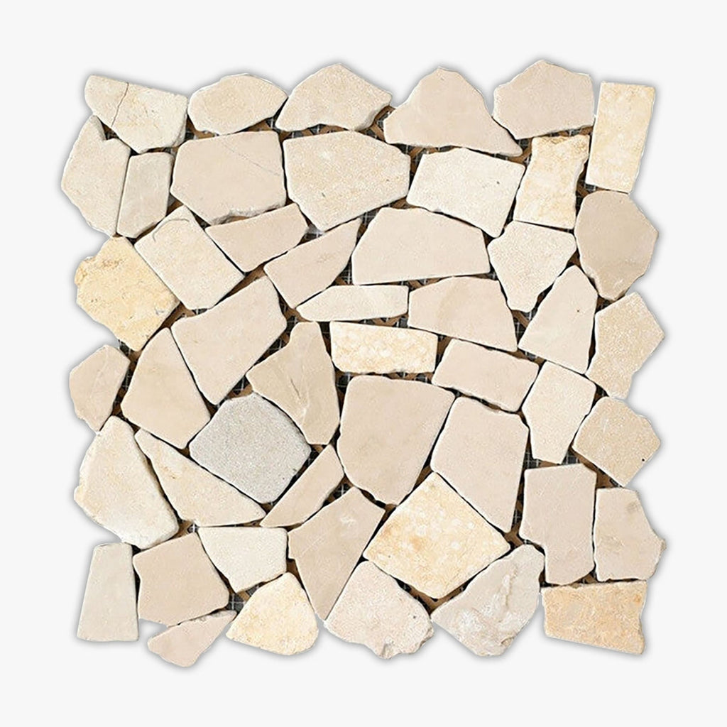 Juliano Beige Tumbled Random Chipped Marble Mosaic