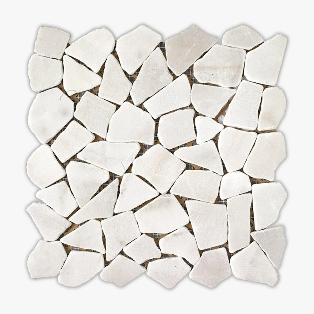 Juliano Blanco Tumbled Random Chipped Marble Mosaic