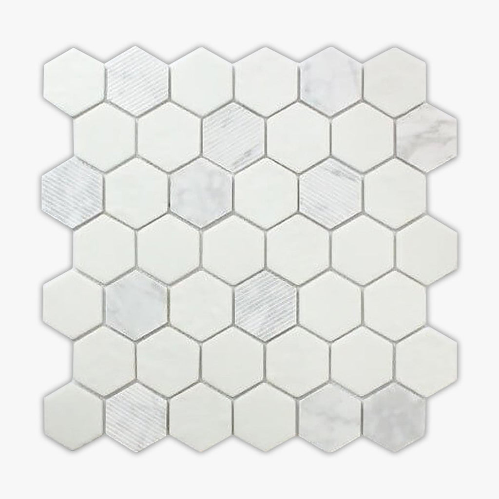 White Polished 2 Inch Hexagon Granite Mosaic