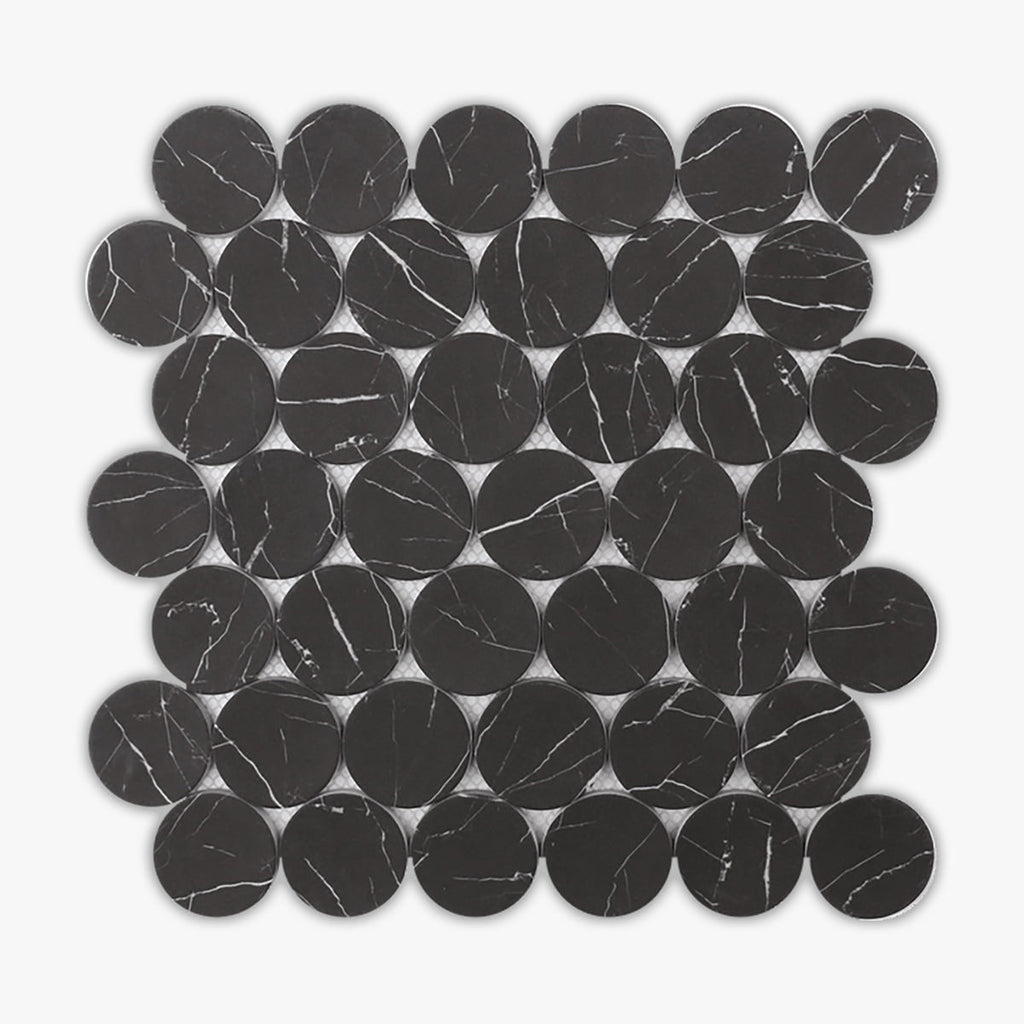 Nero Marquina Polished Big Penny Round Marble Mosaic