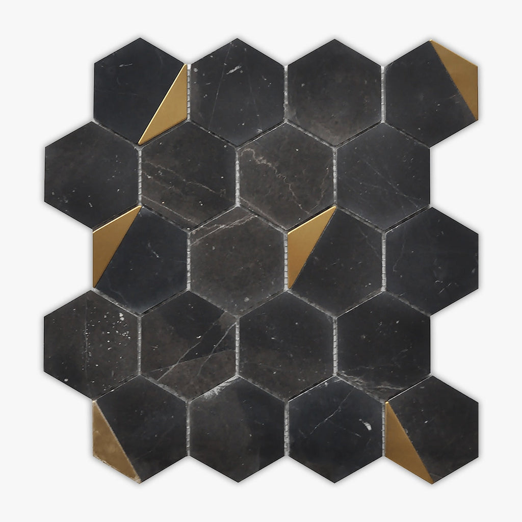 Nero Marquina Polished Hexagon Marble Mosaic