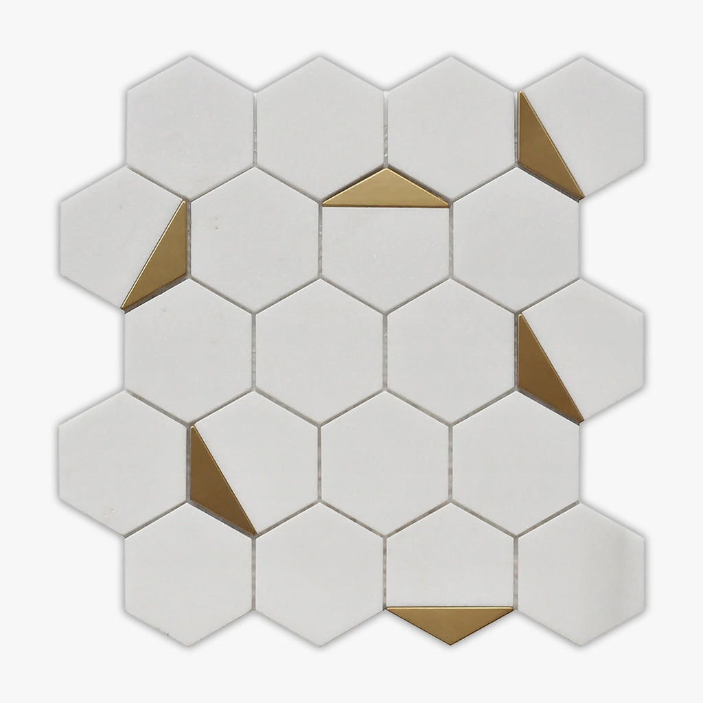 Thassos White Polished Hexagon Marble Mosaic