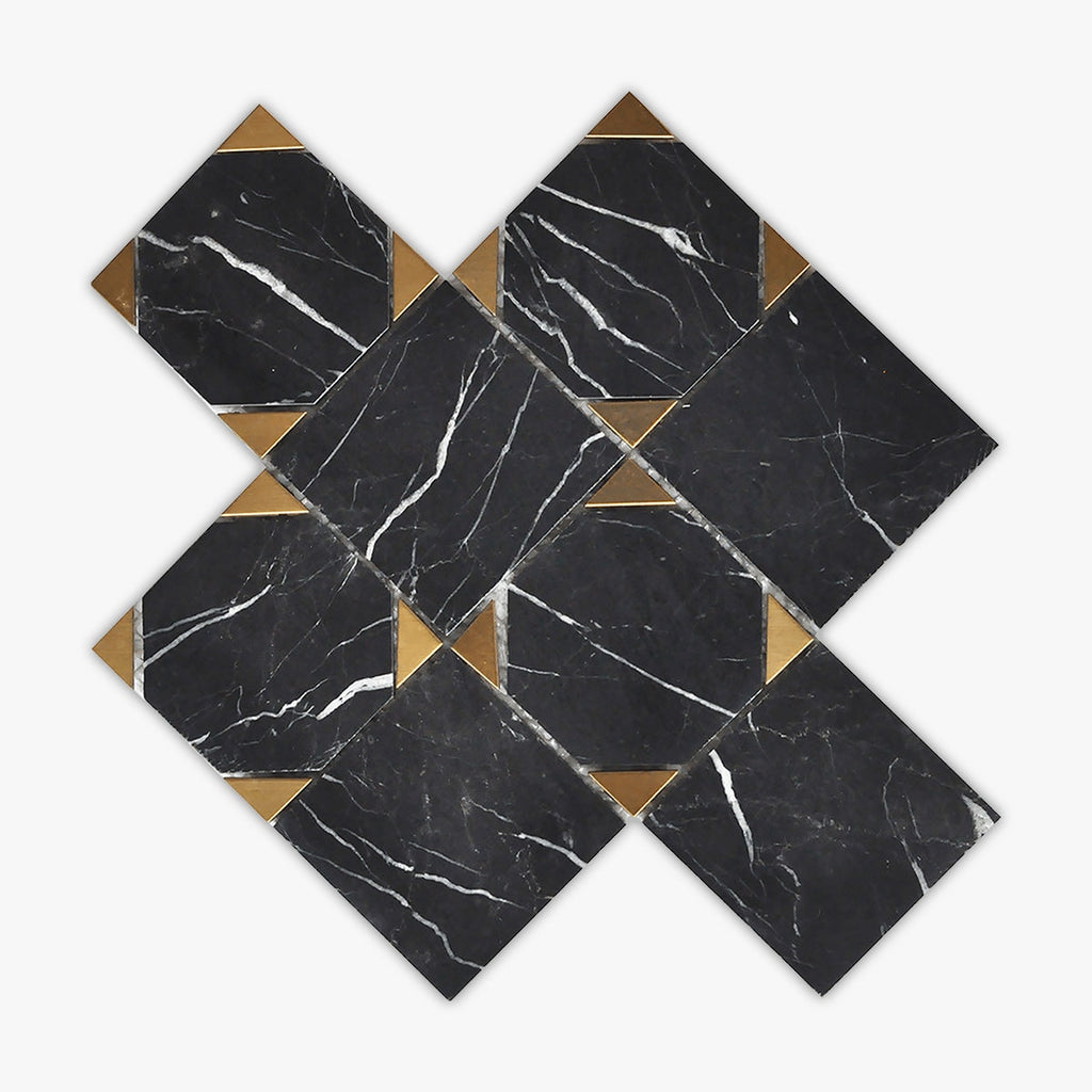 Nero Marquina Polished Square Marble Mosaic