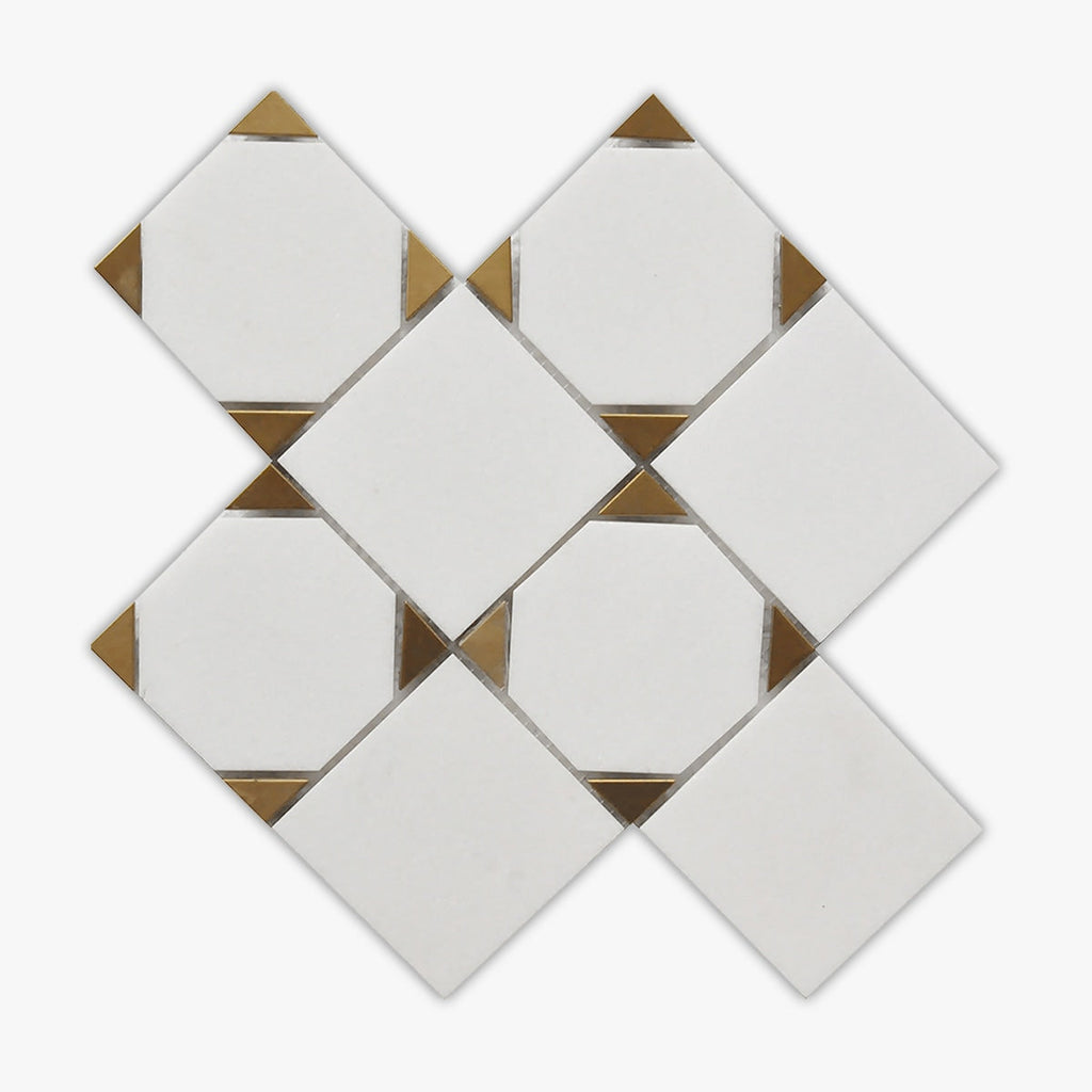 Thassos White Polished Square Marble Mosaic