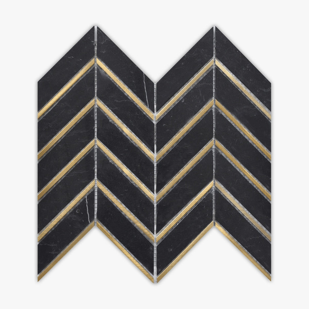 Nero Marquina & Metal Polished Arrow Marble Mosaic