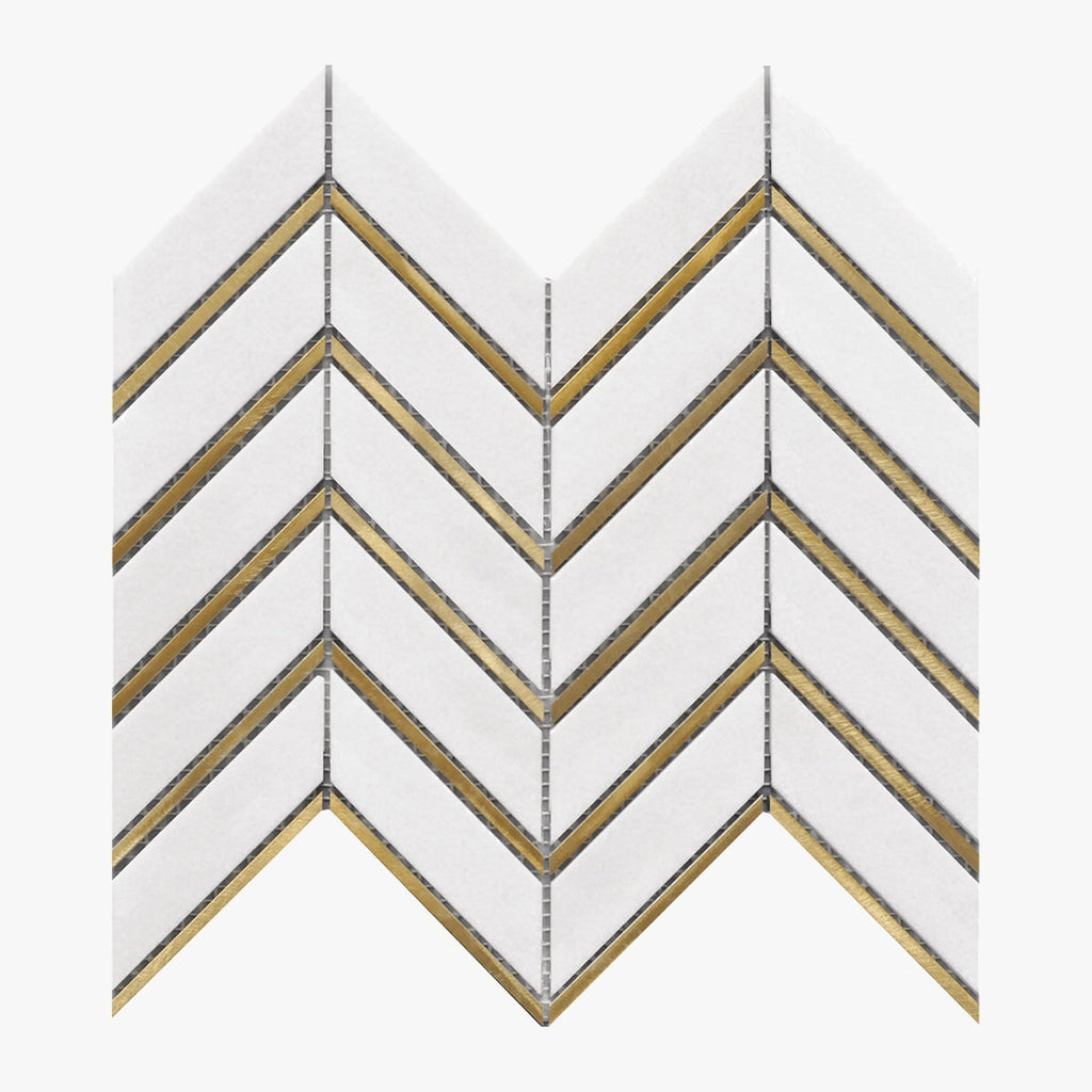 Thassos White & Metal Polished Arrow Marble Mosaic