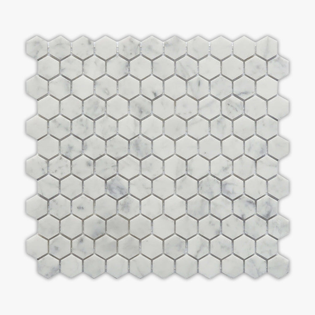 Carrara White Polished 1 Inch Hexagon Marble Mosaic