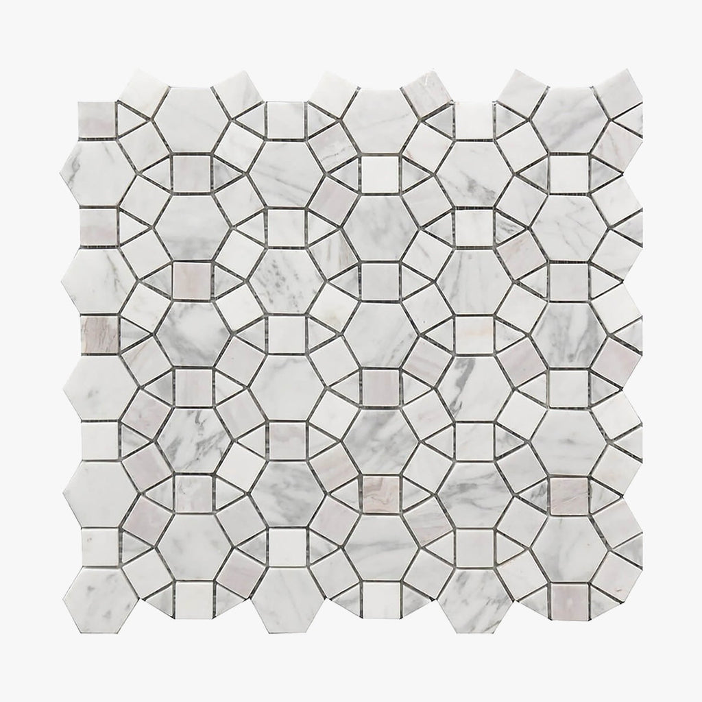 White Polished Kaleidoscope Marble Mosaic