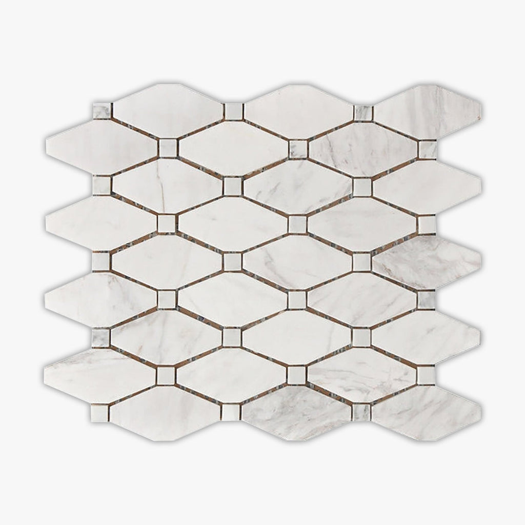 White Polished Large Rhombus Marble Mosaic