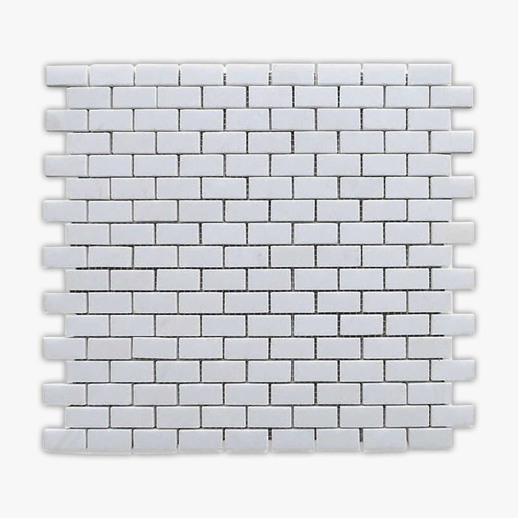 Thassos White Honed 5/8x1 1/4 Mini Brick Marble Mosaic