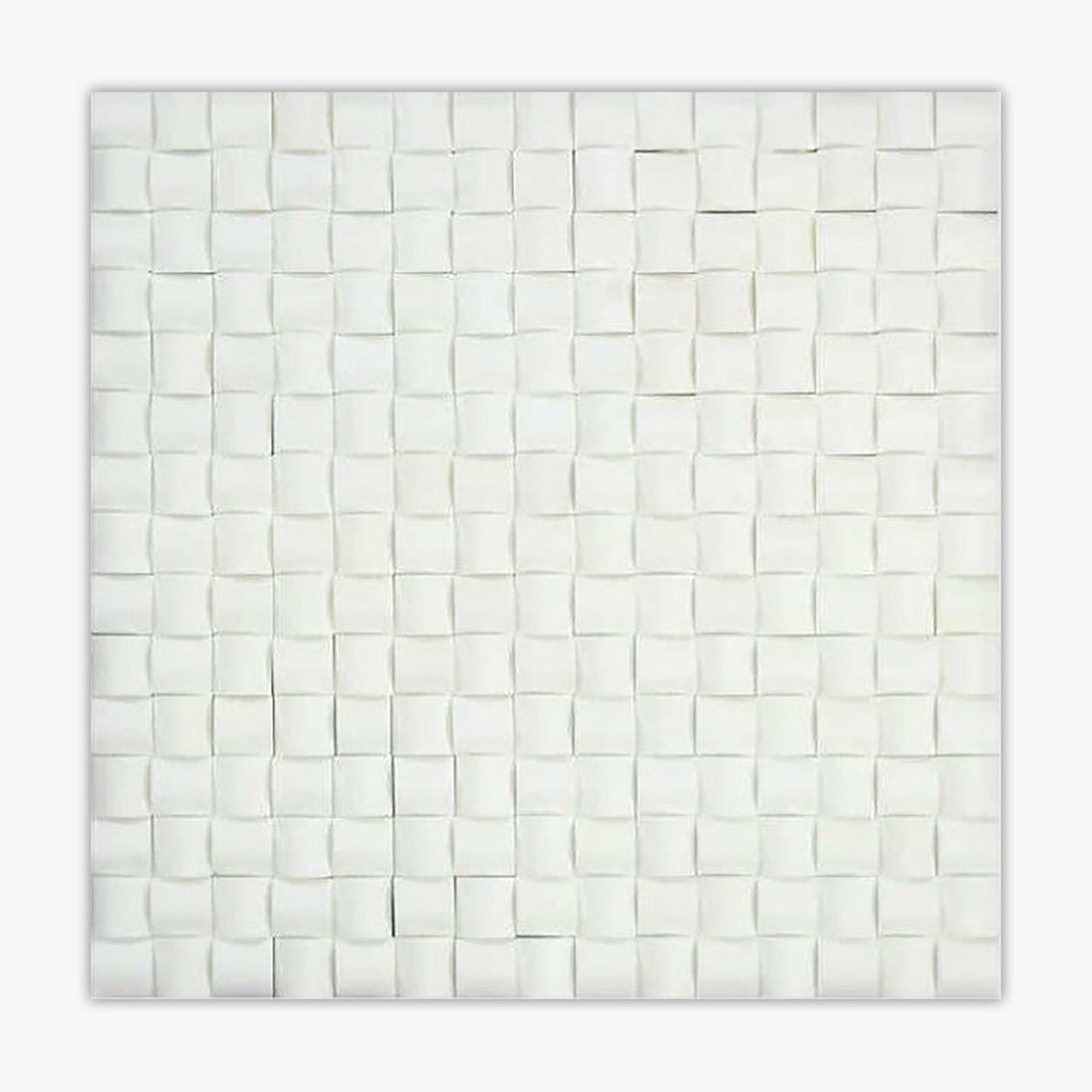 Thassos White Honed 4/5x4/5 3D Squares Pillow Marble Mosaic