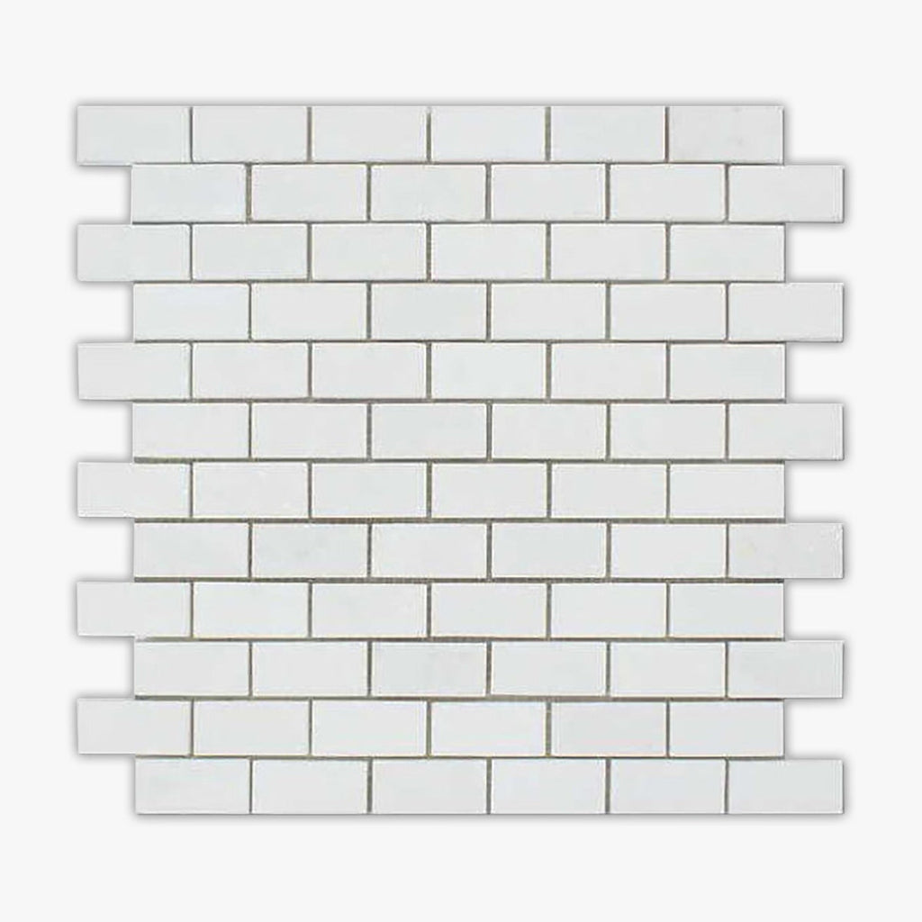 Thassos White Honed 1x2 Brick Marble Mosaic