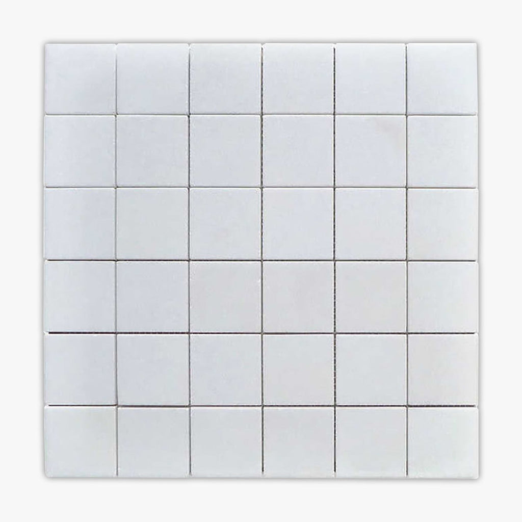 Thassos White Honed 2x2 Square Marble Mosaic