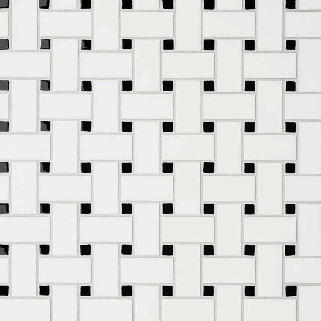 White, Black Matte Basketweave Porcelain Mosaic