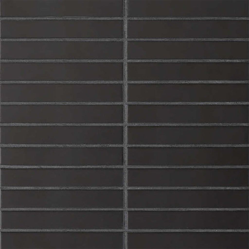 Black Matte 1x6 Stack Porcelain Mosaic