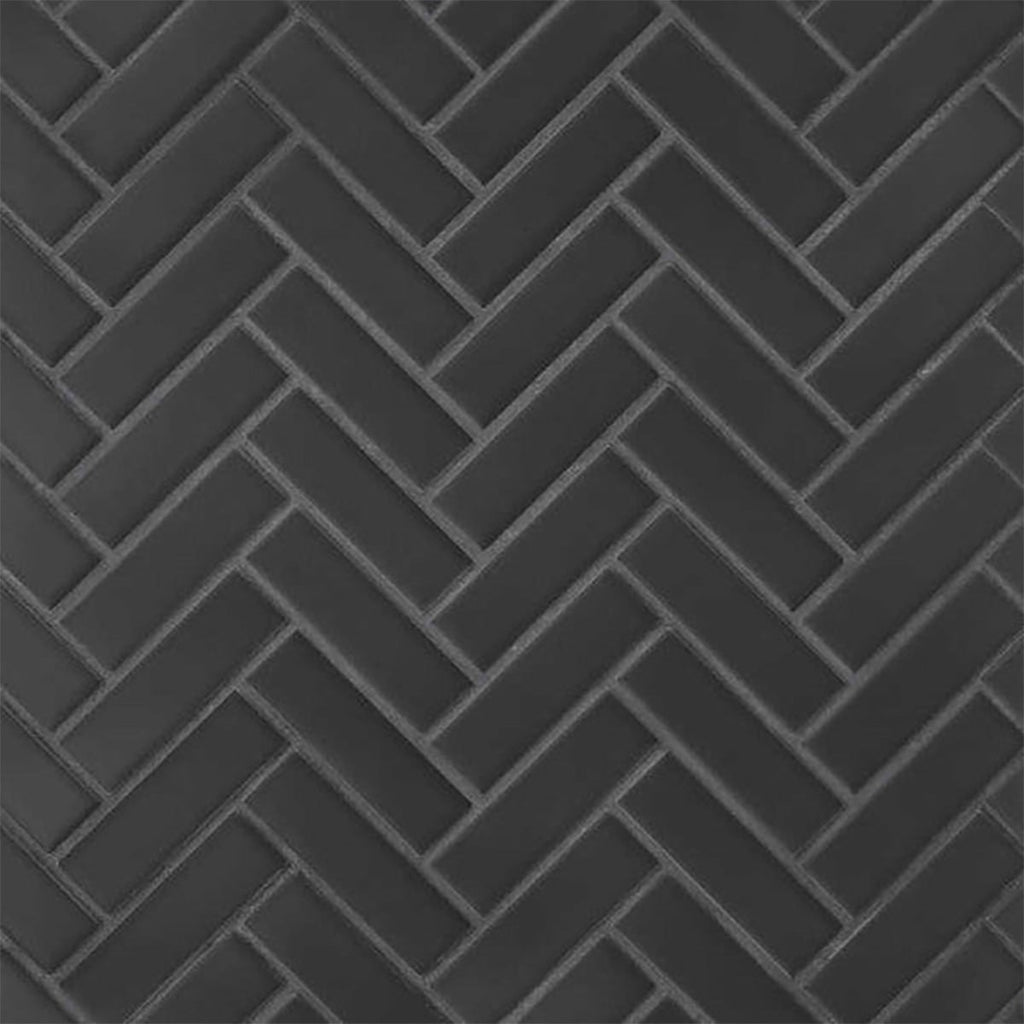 Black Matte 1x3 Herringbone Porcelain Mosaic