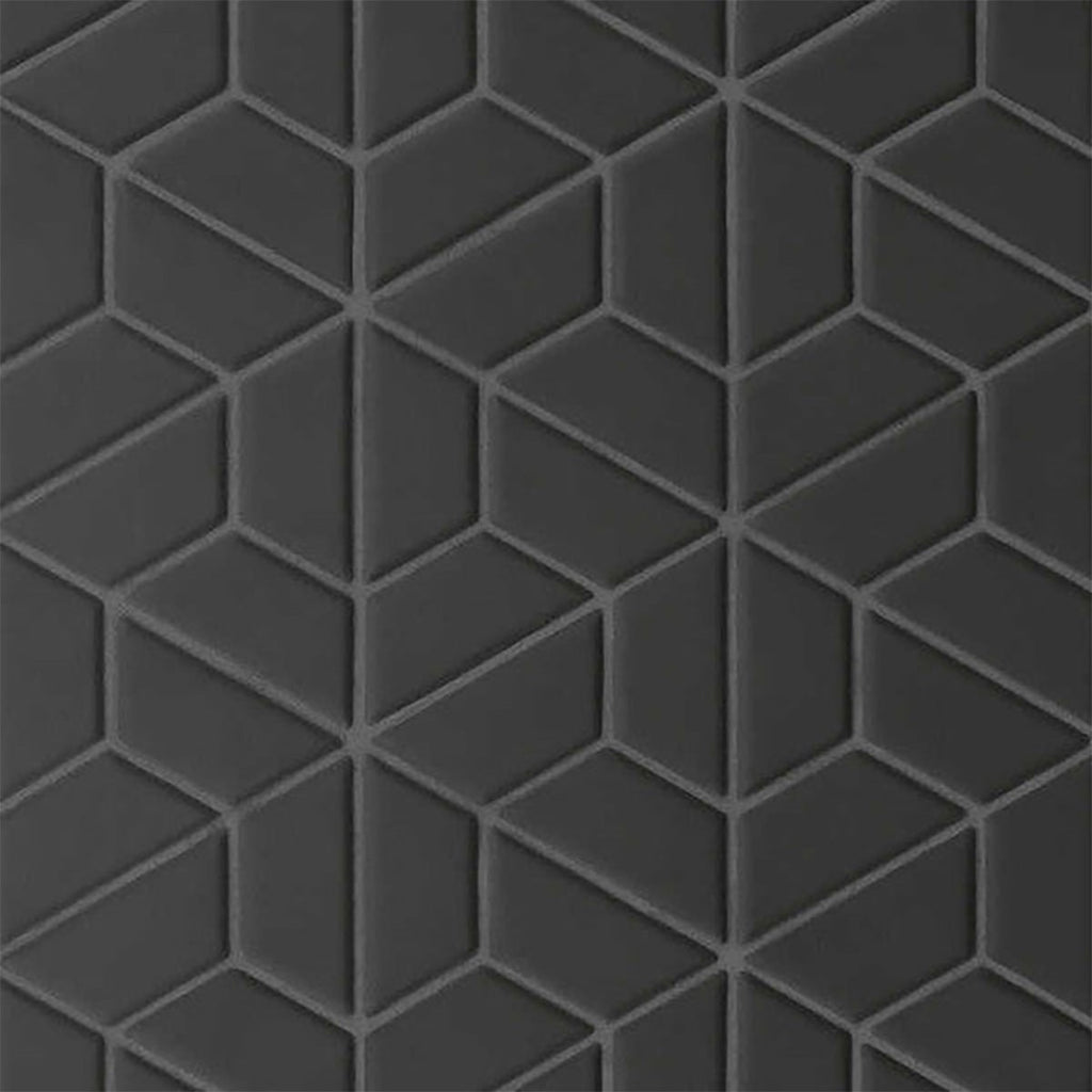 Black Matte 1x2 Half Hexagon Porcelain Mosaic