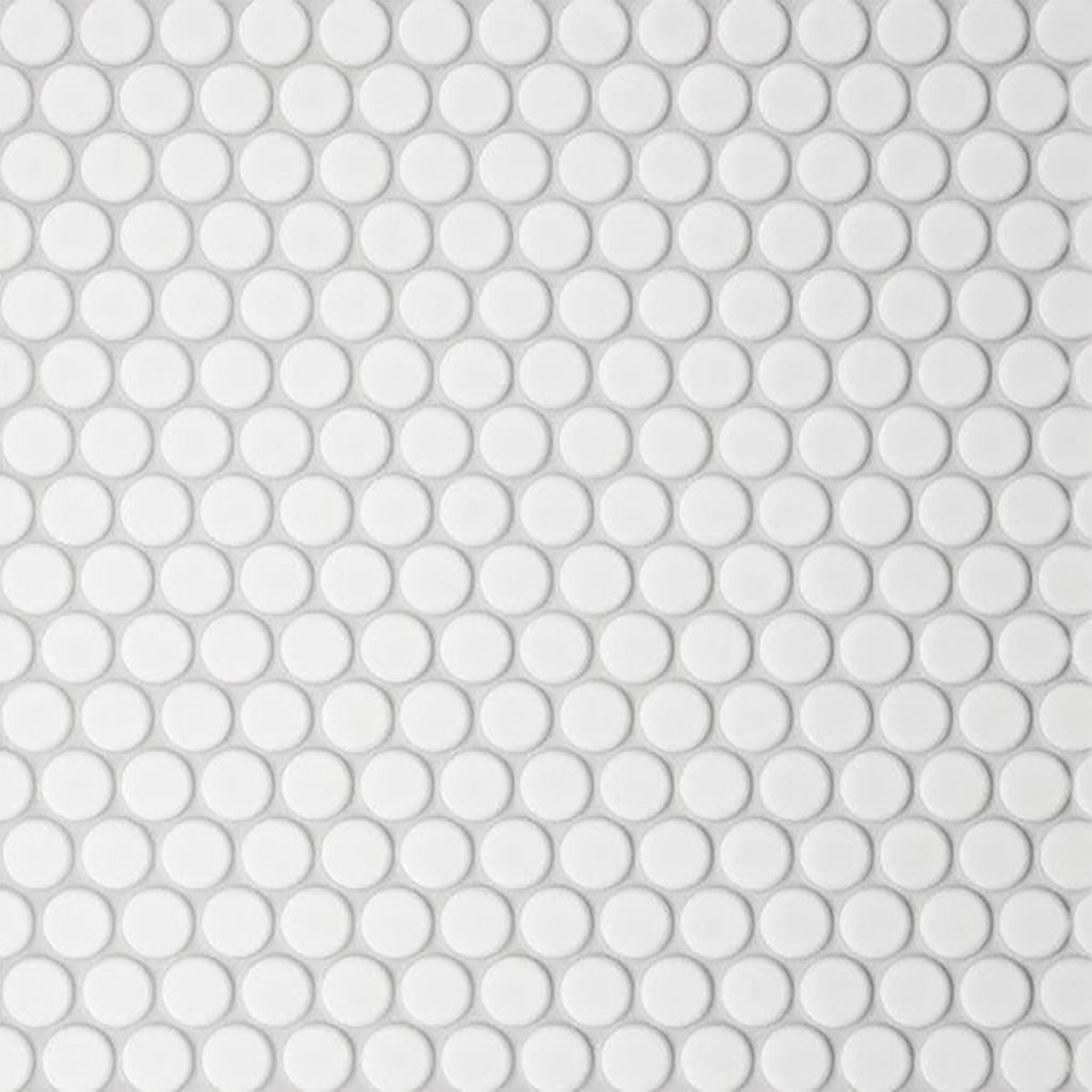 White Matte 1 Inch Penny Round Porcelain Mosaic