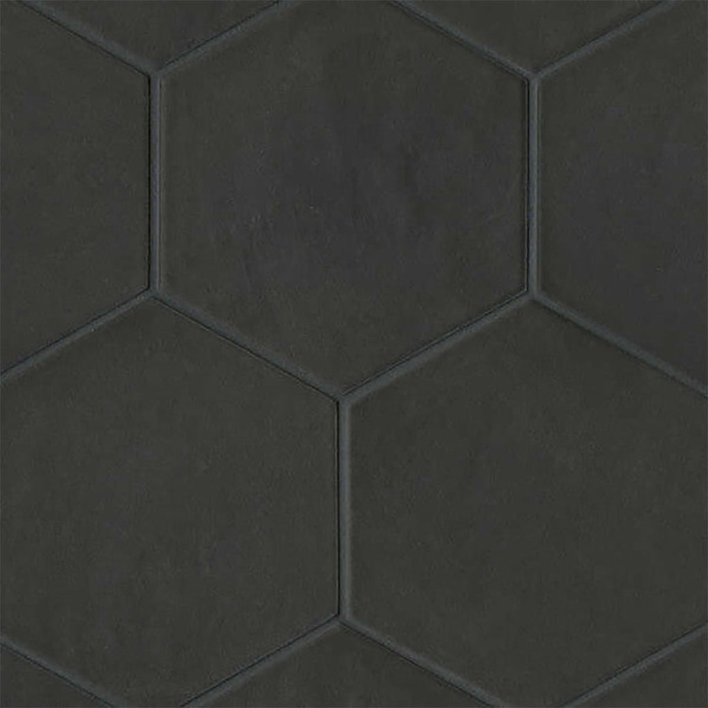 Solid Black Matte Hexagon 8 1/2x10 Porcelain Tile