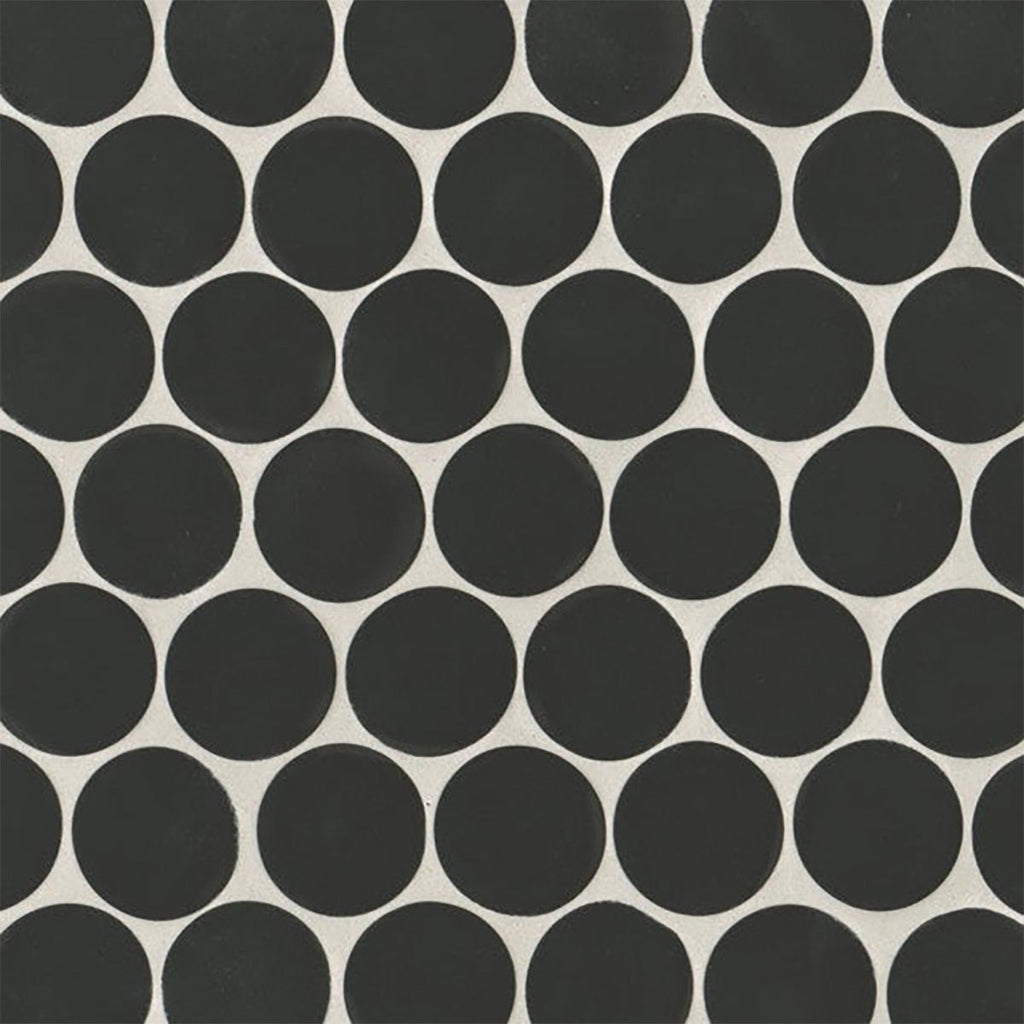 Kuroi Black Matte 2 Inch Round Porcelain Mosaic