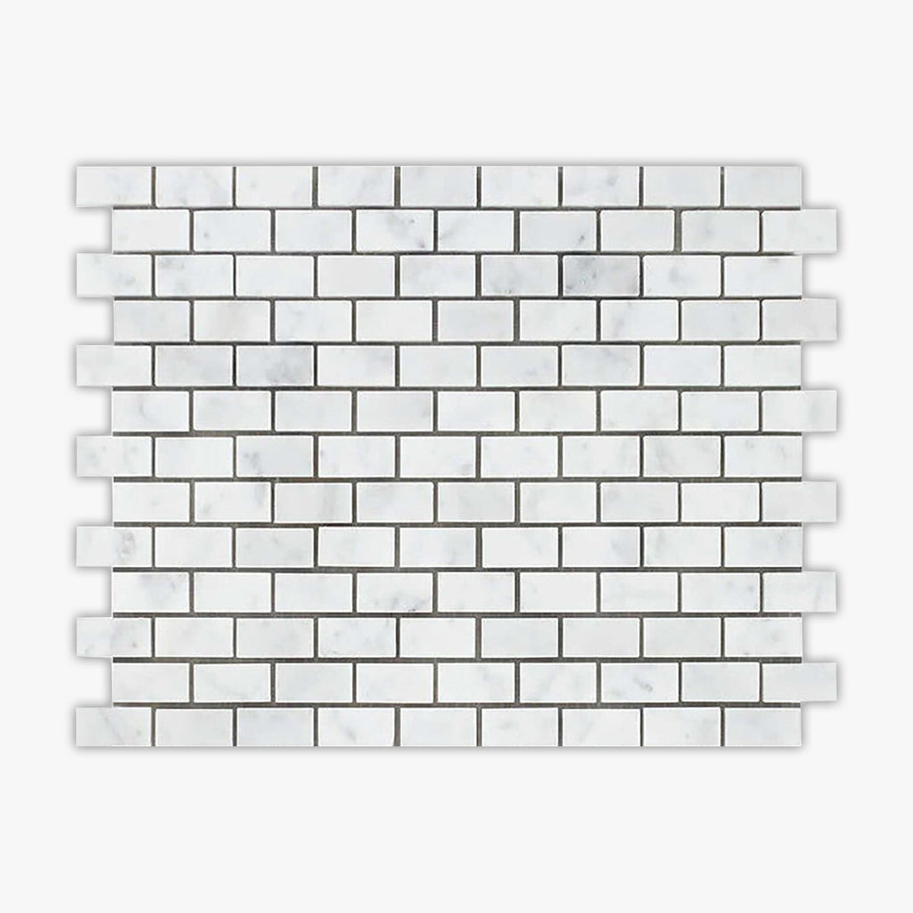 Bianco Carrara Honed 5/8x1 1/4 Mini Brick Marble Mosaic