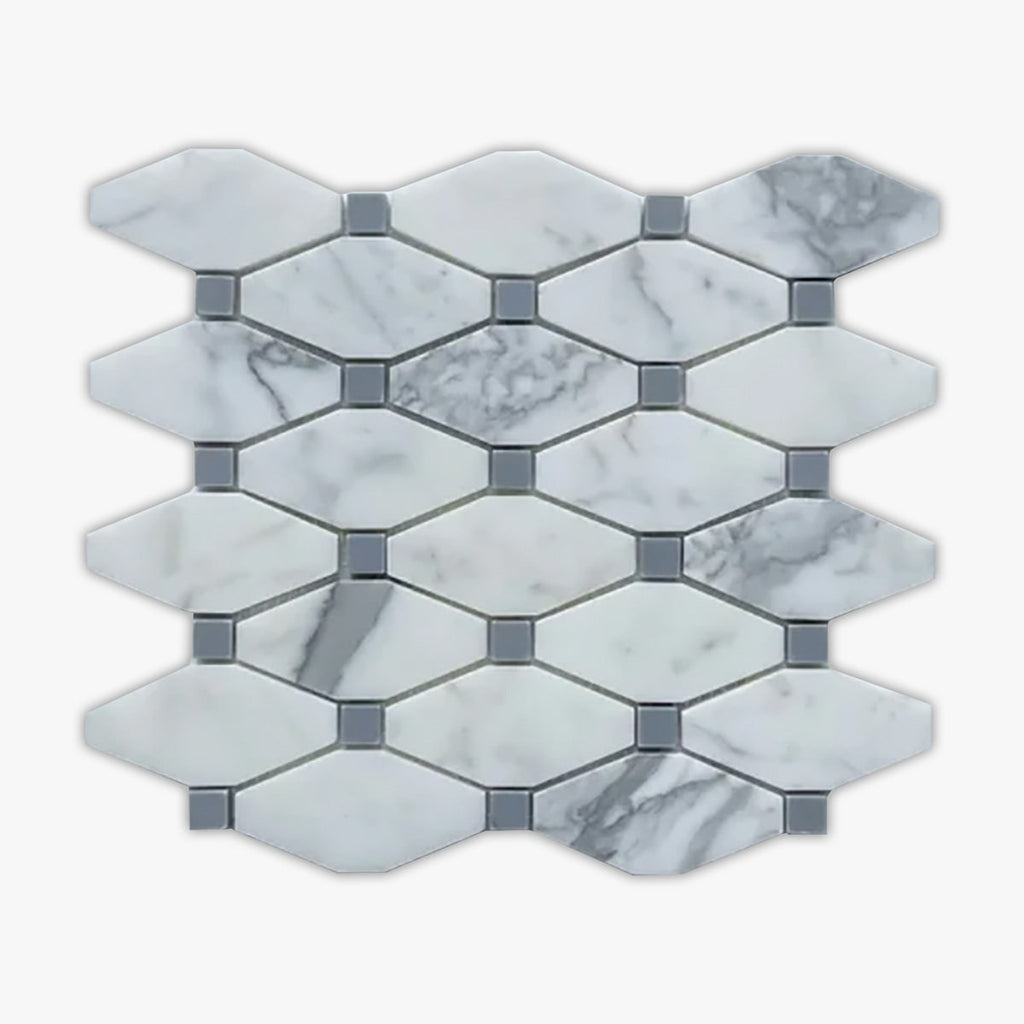 Calacatta Gold, Silver Gray Honed 2x4 Octave Marble Mosaic