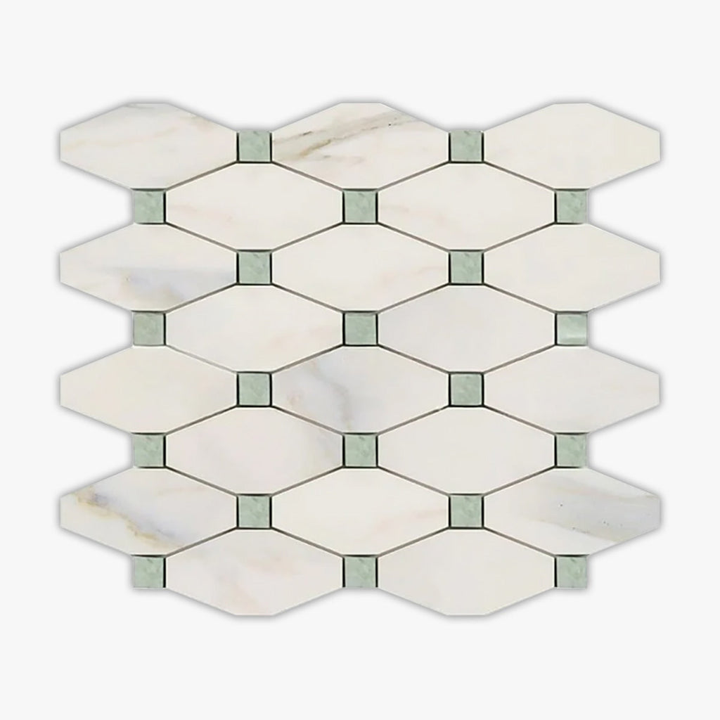 Calacatta Gold, Green Polished 2x4 Octave Marble Mosaic