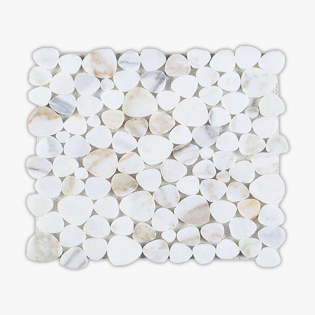 Calacatta Gold Honed Pebble Chip Marble Mosaic