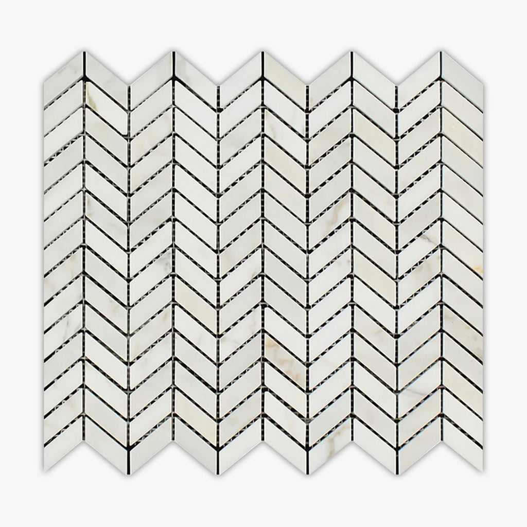 Calacatta Gold Honed Chevron Marble Mosaic