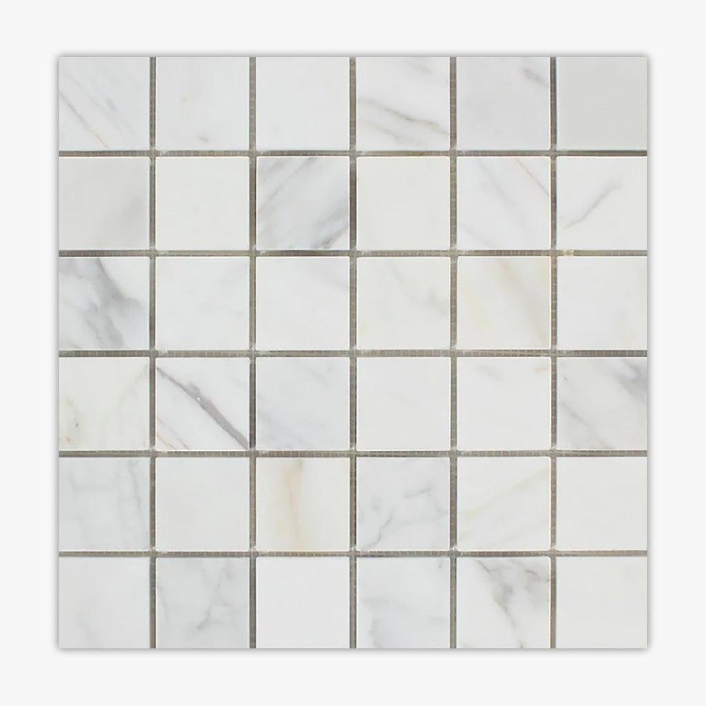 Calacatta Gold Honed 2x2 Square Marble Mosaic