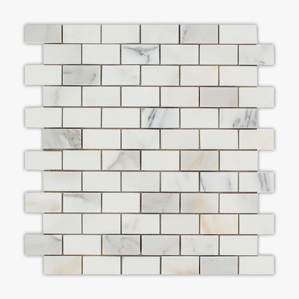 Calacatta Gold Honed 1x2 Brick Marble Mosaic